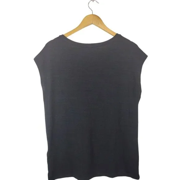 Womens Gap Short Sleeve Sz Small Black Embroidery Around Neck Line - Picture 2 of 6